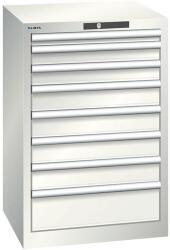 Lista műhelyfiókos szekrény, 8 fiókkal, 564x572x850 mm, világosszürke