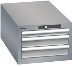 Lista műhelyfiókos szekrény, 3 fiókkal, 411x725x283 mm, szürke/ezüst