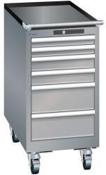 Lista mobil műhelyfiókos szekrény, 6 fiókkal, 411x725x840 mm, szürke/ezüst