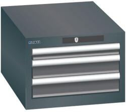 Lista műhelyfiókos szekrény, 3 fiók, fekete