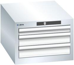 Lista műhelyfiókos szekrény, 3 fiók, fehér