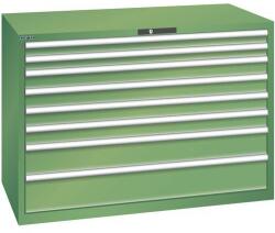 Lista műhelyfiókos szekrény, 1431x725x1000 mm, 200kg, 8 fiók, zöld