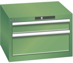 Lista műhelyfiókos szekrény, 2 fiókkal, 564x572x383 mm, zöld