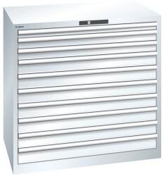 Lista műhelyfiókos szekrény, 1023x725x1000 mm, 10 fiók, 200kg, fehér