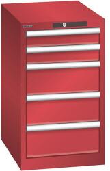Lista műhelyfiókos szekrény, 5 fiókkal, 411x572x700, piros