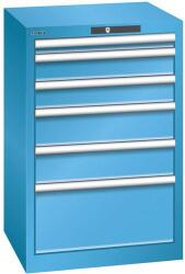 Lista műhelyfiókos szekrény, 6 fiókkal, 564x572x850 mm, világoskék - manutan - 646 963 Ft