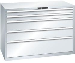 Lista műhelyfiókos szekrény, 1431x725x1000 mm, 75kg, 5 fiók, szürke