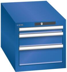 Lista műhelyfiókos szekrény, 3 fiókkal: 1x50mm + 1x100mm + 1x150mm, 411x725x383 mm, rikító kék