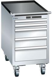 Lista mobil műhelyfiókos szekrény, 5 fiók, 411x725x723 mm, fiók teherbírás 75kg, szürke