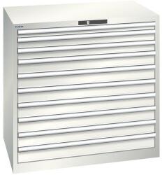 Lista műhelyfiókos szekrény, 1023x725x1000 mm, 10 fiók, 200kg, világosszürke