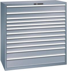 Lista műhelyfiókos szekrény, teherbírás 200 kg, 12 fiók, sötétszürke