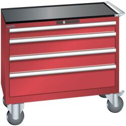 Lista műhelyfiókos szekrény, 1023x572x962 mm, 4 fiók, piros