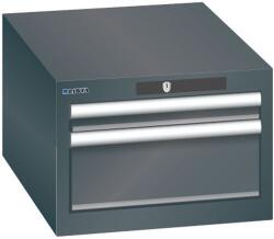 Lista műhelyfiókos szekrény, 2 fiókkal - 1 x 50 mm + 1 x 150 mm, fekete