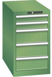 Lista műhelyfiókos szekrény, 5 fiókkal, 411x725x700 mm, zöld