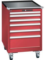 Lista mobil műhelyfiókos szekrény, 6 fiókkal: 2x75mm + 3x100mm + 1x150mm, piros - manutan - 772 681 Ft