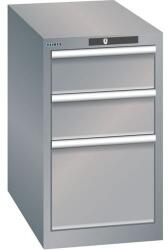 Lista műhelyfiókos szekrény, 3 fiókkal, 411x725x700 mm, szürke/ezüst