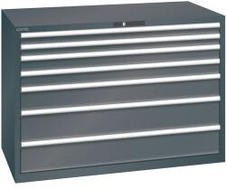 Lista műhelyfiókos szekrény, 1431x725x1000 mm, 75kg, 7 fiók, fekete