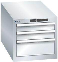 Lista műhelyfiókos szekrény, 3 fiók: 2x75mm + 1x150mm, 411x725x383 mm, szürke