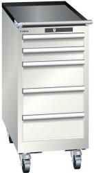 Lista mobil műhelyfiókos szekrény, 5 fiókkal, 411x725x890 mm, világosszürke