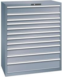 Lista műhelyfiókos szekrény, 1193x725x1450 mm, 200kg, 11 fiók, sötétszürke