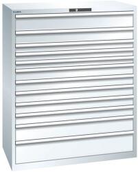 Lista műhelyfiókos szekrény, 1193x725x1450 mm, 200kg, 12 fiók, fehér