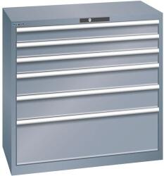 Lista műhelyfiókos szekrény, teherbírás 75 kg, 6 fiók, sötétszürke