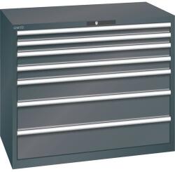 Lista műhelyfiókos szekrény, 1193x725x1000 mm, 7 fiók, fekete