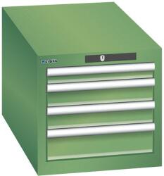 Lista műhelyfiókos szekrény, 4 fiókkal, 411x725x383 mm, zöld
