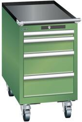 Lista mobil műhelyfiókos szekrény, 4 fiókkal, 411x725x723 mm, zöld