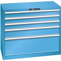 Lista műhelyfiókos szekrény, teherbírás 75 kg, 5 fiók, világoskék