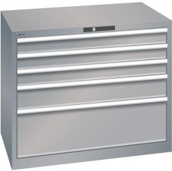 Lista műhelyfiókos szekrény, 1023x725x850 mm, 5 fiók, szürke/ezüst