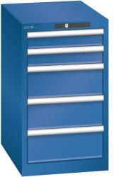 Lista műhelyfiókos szekrény, 5 fiókkal, 411x572x700, sötétkék