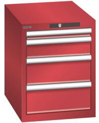 Lista műhelyfiókos szekrény, 4 fiókkal, 411x572x533 mm, piros