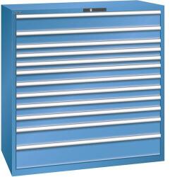 Lista műhelyfiókos szekrény, teherbírás 200 kg, 12 fiók, kék