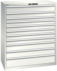 Lista műhelyfiókos szekrény, 1193x725x1450 mm, 200kg, 11 fiók, világosszürke