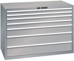 Lista műhelyfiókos szekrény, 1431x725x1000 mm, 75kg, 7 fiók, szürke/ezüst