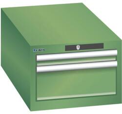 Lista műhelyfiókos szekrény, 2 fiók: 1x50mm + 1x150mm, 411x725x283 mm, zöld