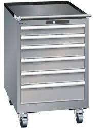 Lista mobil műhelyfiókos szekrény, 6 fiókkal: 2x75mm + 3x100mm + 1x150mm, szürke/ezüst - manutan - 775 221 Ft