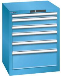 Lista műhelyfiókos szekrény, 6 fiókkal, 564x572x700 mm, világoskék
