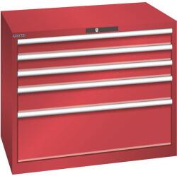 Lista műhelyfiókos szekrény, 1023x725x850 mm, 5 fiók, piros