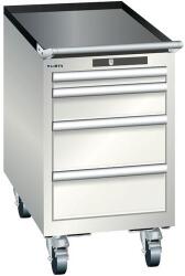 Lista mobil műhelyfiókos szekrény, 4 fiókkal, 411x725x723 mm, világosszürke