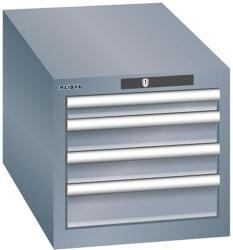 Lista műhelyfiókos szekrény, 4 fiókkal, 411x725x383 mm, sötétszürke