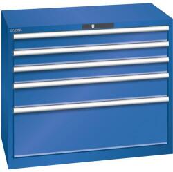 Lista műhelyfiókos szekrény, teherbírás 75 kg, 5 fiók, rikító kék