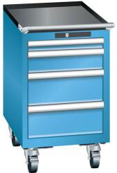 Lista mobil műhelyfiókos szekrény, 4 fiókkal, világoskék