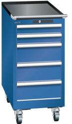 Lista mobil műhelyfiókos szekrény, 5 fiókkal, 411x725x890 mm, sötétkék
