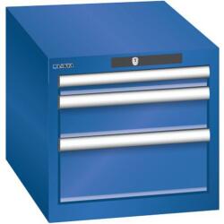 Lista műhelyfiókos szekrény, 3 fiókkal - 1 x 50 mm + 1 x 100 mm + 1 x 150 mm, rikító kék