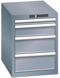 Lista műhelyfiókos szekrény, 4 fiókkal, 411x572x533 mm, sötétszürke