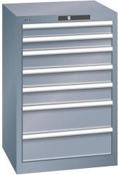 Lista műhelyfiókos szekrény, 7 fiókkal, 564x572x850 mm, sötétszürke
