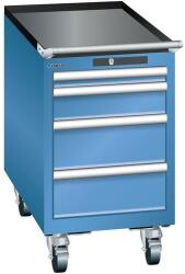 Lista mobil műhelyfiókos szekrény, 4 fiókkal, 411x725x723 mm, kék