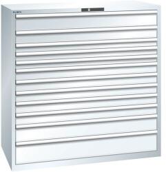 Lista műhelyfiókos szekrény, teherbírás 200 kg, 12 fiók, fehér